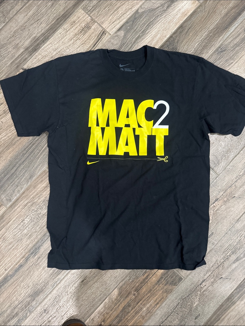 Nike Men’s Black T-Shirt with Bold Yellow 'MAC MATT 2' Graphic